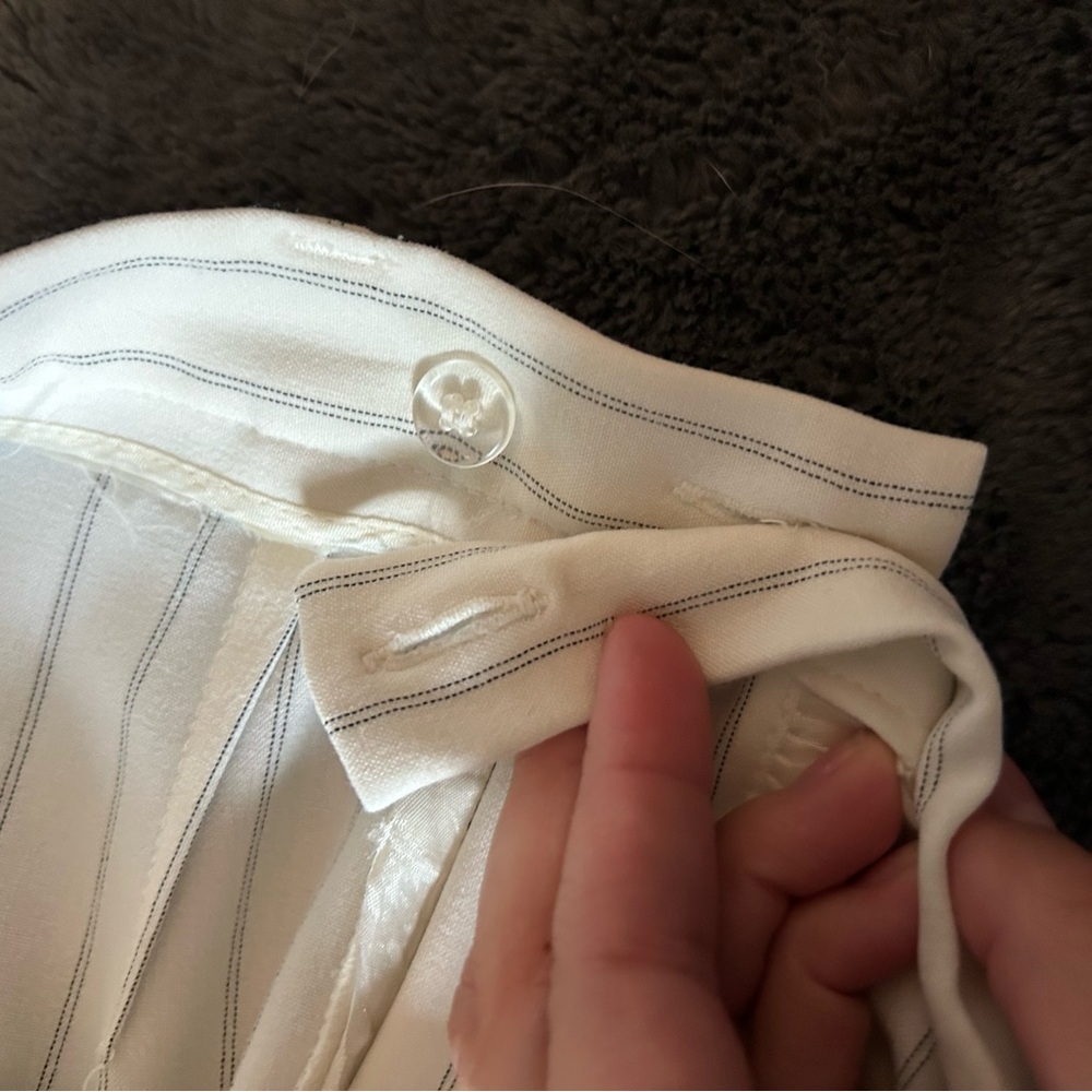 Pinstripe White and Blue Wide Leg Pants - Picture 9 of 10